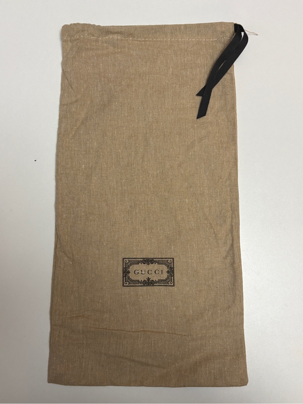 Gucci Beige Drawstring Dust Bag with Black Tie